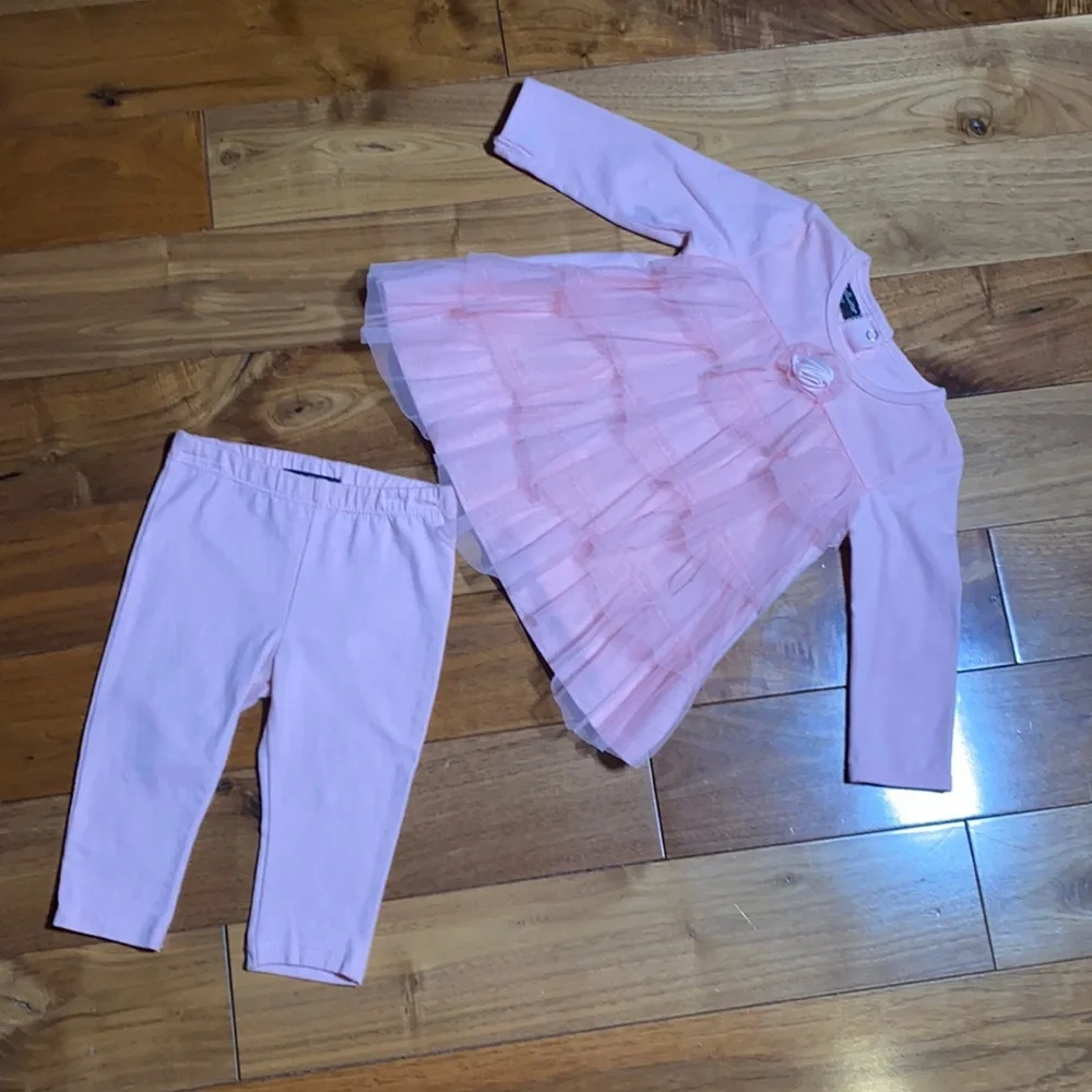 Wendy Bellissimo Baby Girl Pink Tunic Capri Set 9M Cottagecore Tulle Outfit
